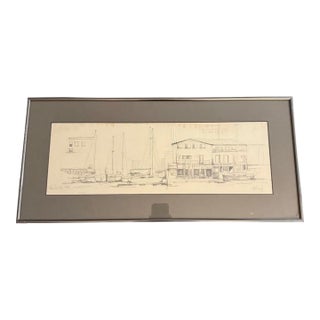 1988 Signed Drake Drawing Fisherman’s Wharf San Francisco With Frame For Sale