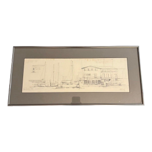 1988 Signed Drake Drawing Fisherman’s Wharf San Francisco With Frame