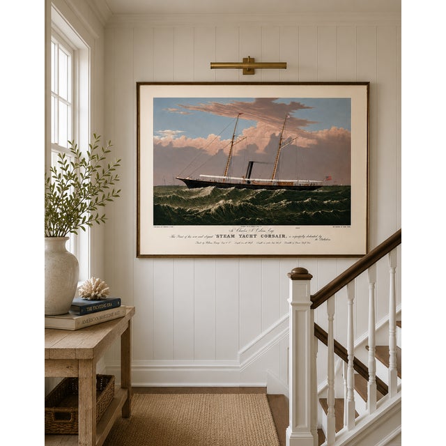 Black Steam Yacht Corsair, Vintage Art Print Reproduction, 36" X 24" For Sale - Image 8 of 11