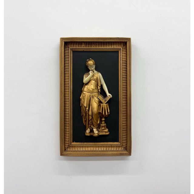 Neoclassical Vintage Neoclassical Gilt Figural Wall Plaque For Sale - Image 3 of 6