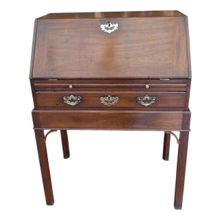 Antique English Mahogany Campaign Bureau on Stand, 1740 For Sale