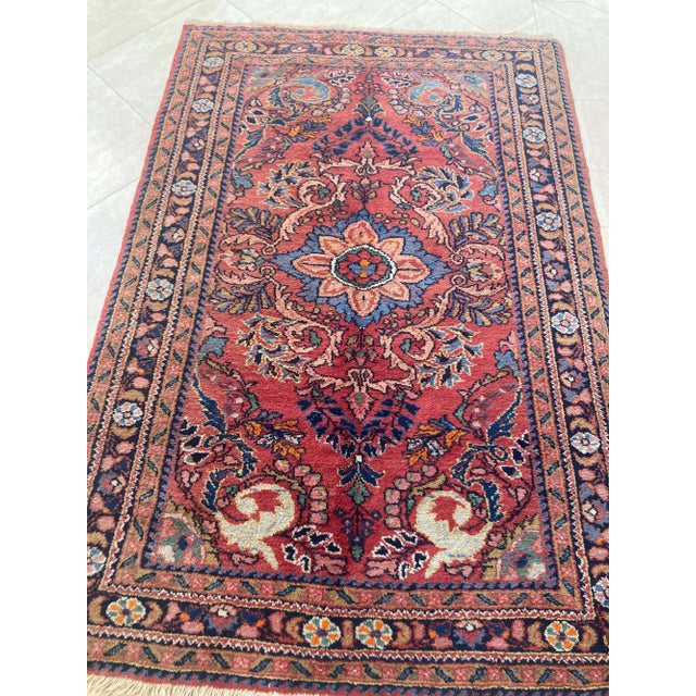 Textile Antique Hand-Knotted Turkish Rug, Wool, Floral Design, 1940, Turkey For Sale - Image 7 of 17