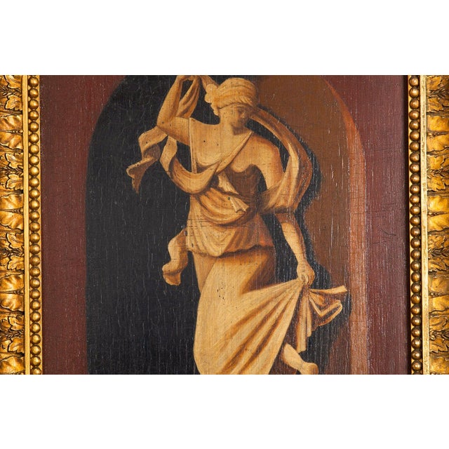 Wood Pair of English Regency Antique Classical Painted Panel Pier Mirrors Ca. 1810 For Sale - Image 7 of 18