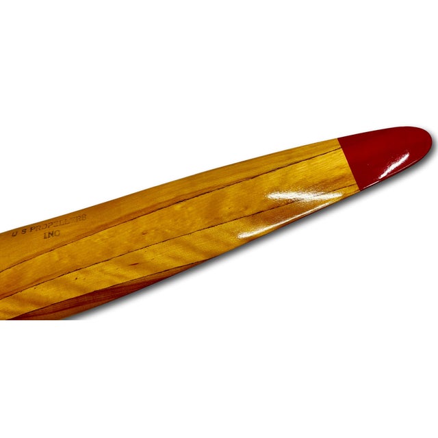 Figurative Beautiful Authentic Vintage Hand Made Maple Wood U S Propellers Inc. Airplane Propeller - 44 Inches Long For Sale - Image 3 of 18