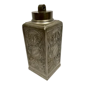 Vintage German Pewter Embossed Tea Caddy