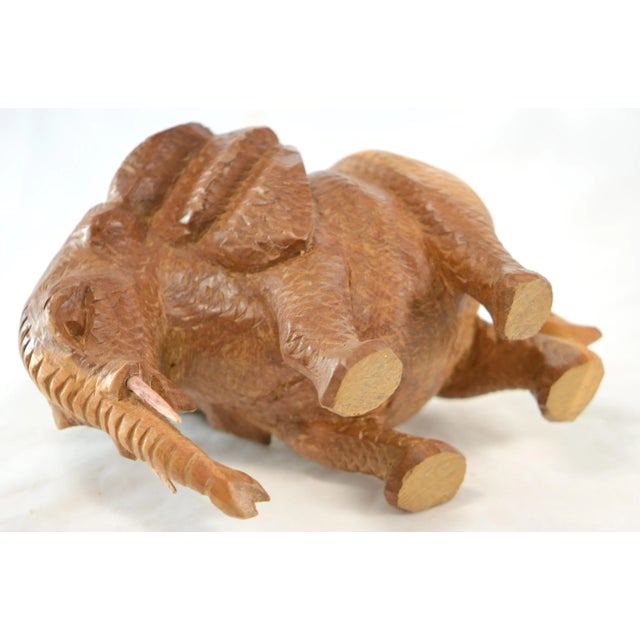 Brown Hand Carved Wood Elephant For Sale - Image 8 of 9
