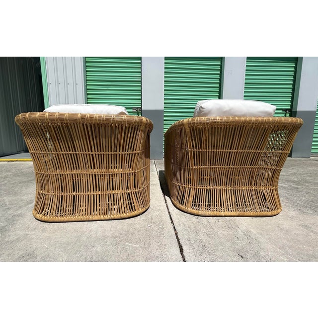 1970s 1970s McGuire San Francisco Stick Reed Lounge Chairs - Set of 2 For Sale - Image 5 of 12