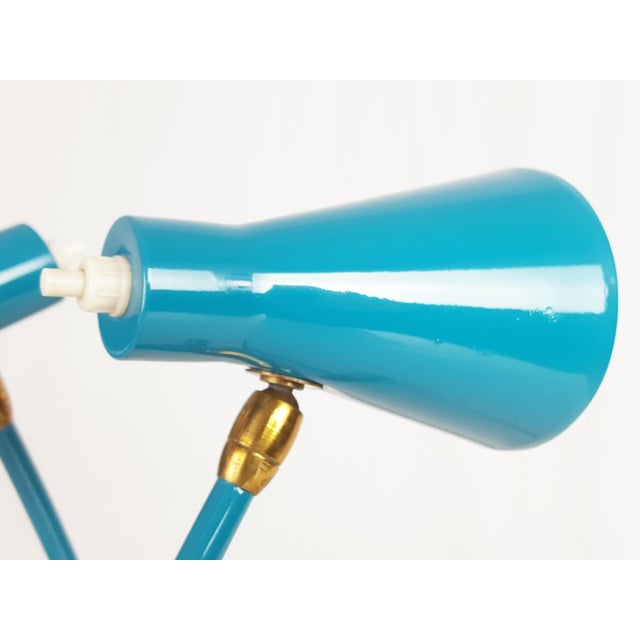 Mid-Century Modern Italian Teal Green and Brass Table Lamps from Stilnovo, 1950, Set of 2 For Sale - Image 18 of 18