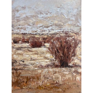 The Quiet Season by Sandra Pratt | Oil on Linen Panel Landscape with sparse vegetation For Sale