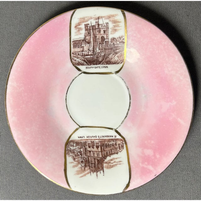 Ceramic Late 19th Century German Victorian Schlesische Porzellanfabrik Louis Lövinsohn and P. Donath Gilded Pink Porcelain Mustache Cup and Saucer Set For Sale - Image 7 of 9