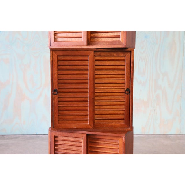 Studio Made Walnut Mid Century Modern 2 Sided Cabinets Set of 3 For Sale - Image 6 of 13