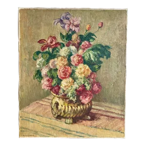 Vintage Ukrainian Painting Mischa Askenazy Signed Original Still Life Flowers