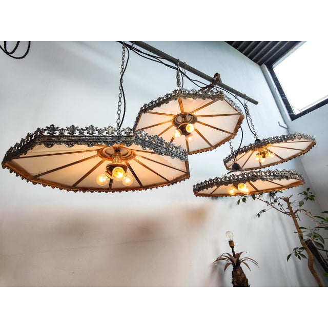 Black Antique Dutch Opaline Electrified Church Pendant Light For Sale - Image 8 of 9