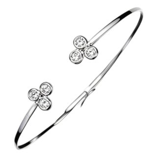 Mid 20th Century 14k White Gold Diamond Bangle Bracelet Estate For Sale