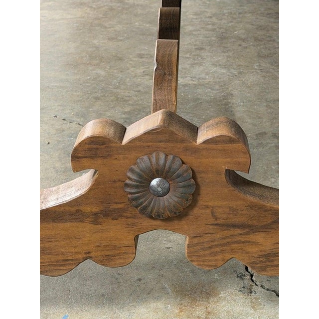 Monumental Spanish Baroque Walnut Trestle Dining Table by Miamar Home For Sale - Image 9 of 18