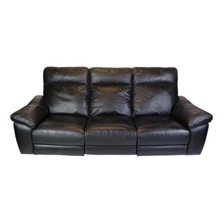 Three Person Sofa with Adjustable Seat in Genuine Leather For Sale