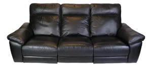 Three Person Sofa with Adjustable Seat in Genuine Leather