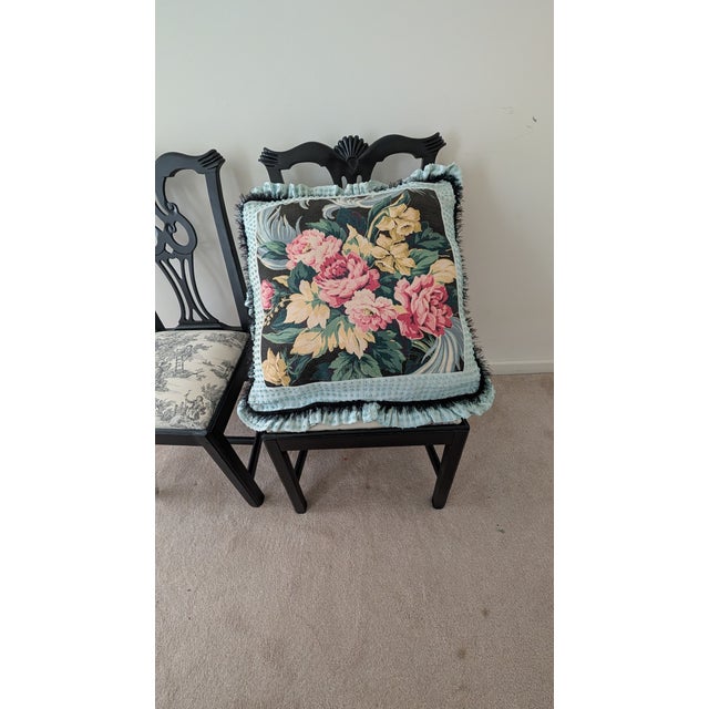 Pair Custom Designed Euro Shams For Sale - Image 4 of 12