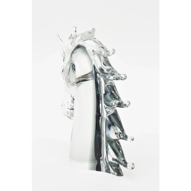 Vintage Italian Murano 1980's Sommerso Glass Horse Head Sculpture Grays, Clear For Sale - Image 4 of 9