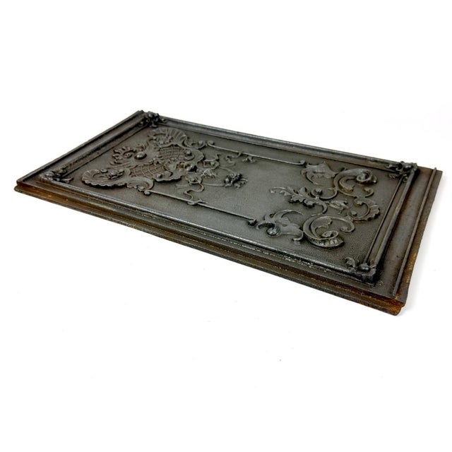 Antique Renaissance Revival Mascaron Grotesque Cast Iron Fireback For Sale - Image 5 of 10