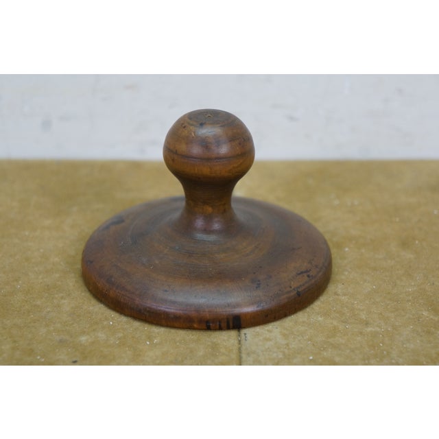 Primitive Antique American Carved Country Wood Sheaf of Wheat Butter Stamp Press For Sale - Image 4 of 9