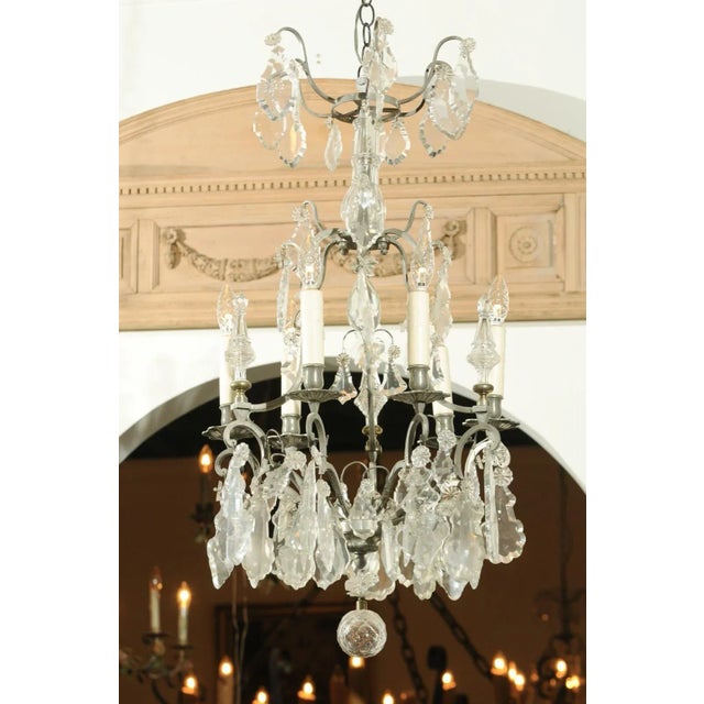 19th Century French Six-Light Crystal Chandelier with Silvered Iron Armature For Sale - Image 11 of 12
