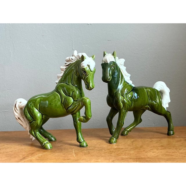 Vintage Green Ceramic Horse Figurines For Sale - Image 12 of 12