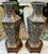 Pair of Antique Art Deco Fish Motif Gilt Bronze Cloisonné Hexagon Vases & Stands For Sale - Image 4 of 12