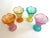 This set of four vintage Mid Century Modern frosted glass multicolor pastel parfait tulip dessert cups are a very special...