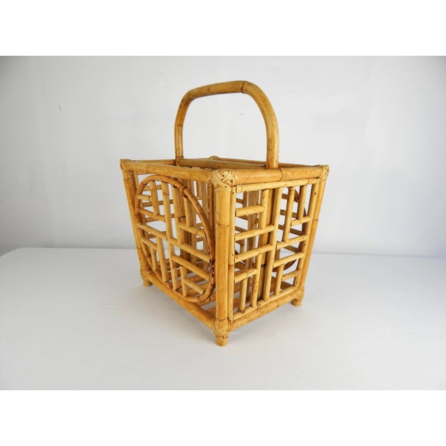 Chinoiserie Asian Motif Bamboo Magazine Rack For Sale - Image 3 of 9
