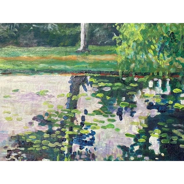 The Pond - Original Oil on Board in the Impressionist Style For Sale - Image 4 of 9