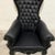 2020s French Rococo Style Tufted Black Leather Throne Chair For Sale - Image 5 of 8