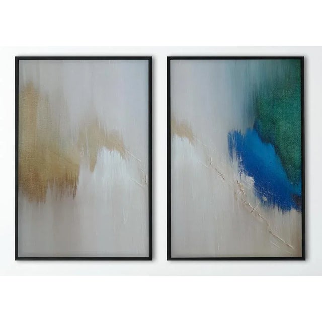 TAHOE - original modern abstract painting as a limited edition print. This diptych/set of two prints (as shown) are framed...