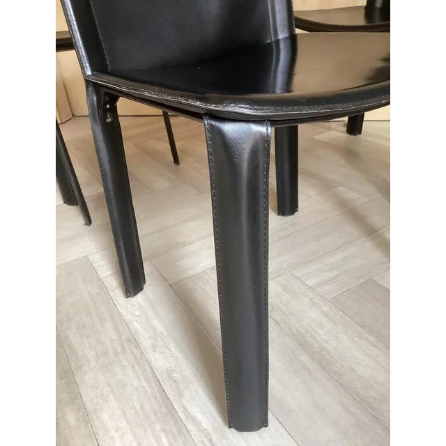 Animal Skin Dining Chair by Cidue Black Leather, Set of 4 For Sale - Image 7 of 12