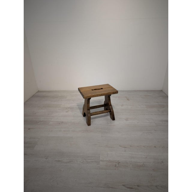 Small Rustic Wood Stool, 1965 For Sale - Image 10 of 12