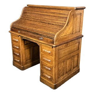 Antique Oak Roll Top Desk, 1905 For Sale