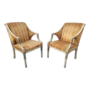 Mid 20th Century Hollywood Regency Bergere Chairs- a Pair