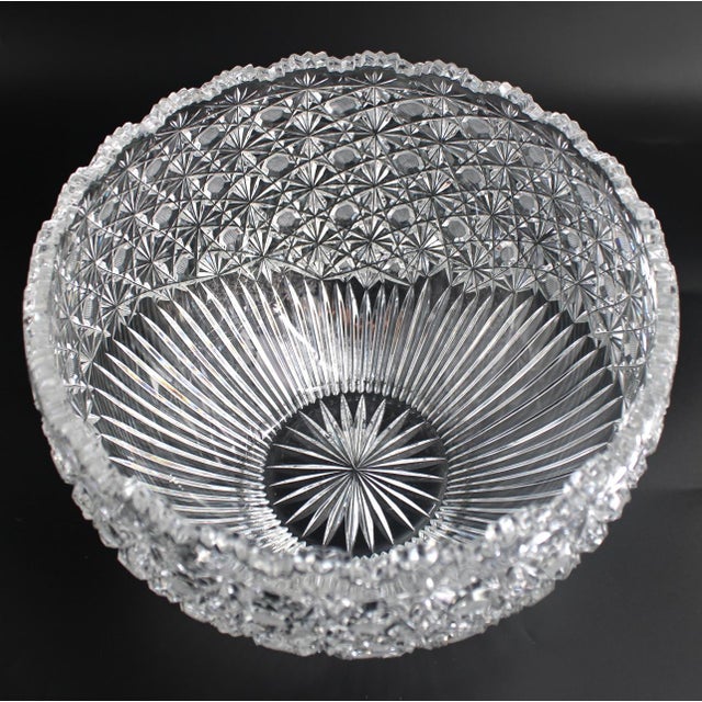 1920s Stunning Large American Brilliant Cut Glass Centerpiece Serving Bowl For Sale - Image 4 of 11