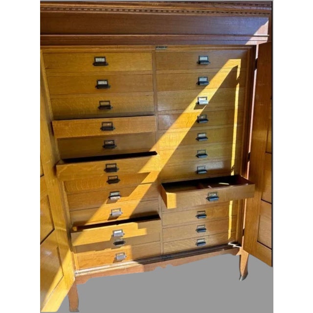 Vintage Antique Oak 24 Drawer Lawyers File Cabinet Apothecary Cupboard For Sale - Image 4 of 12