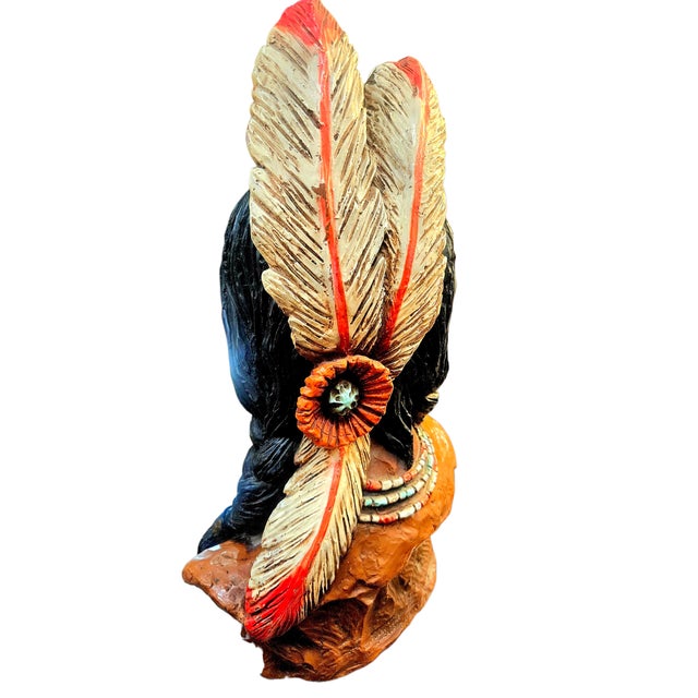 Mid-Century Modern Native American Chief Bust by v. Kendrick #184 Universal Statuary Corp. 1972 Chicago For Sale - Image 3 of 8
