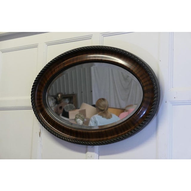Large Edwardian Wood Finish Oval Mirror, 1900s For Sale - Image 4 of 8