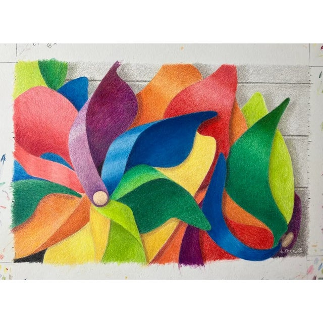 Eleanor Perry "Colors of the Pinwheel" Original Drawing C.1980 For Sale - Image 4 of 4