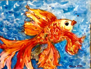 Original Watercolor Painting “Orange Fish”