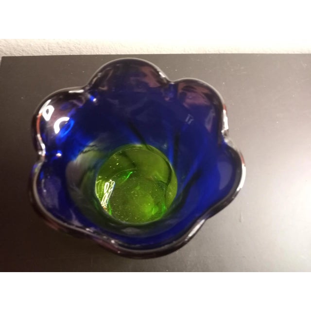 This is a vintage Blue & Green Art Glass 7" Vase. Procured at auction BOX 10