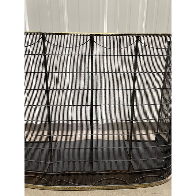 Antique English Wirework Firescreen With Brass Trim For Sale - Image 4 of 6