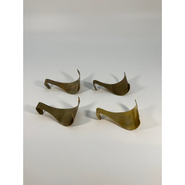 Vintage Brass Picture Rail Hanging Hooks - Set of 4 For Sale - Image 4 of 5