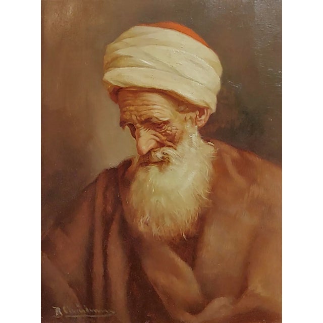 Islamic 1900s Raphaël Chichmanian Portrait of an Islamic Patriarch Armenian Oil Painting For Sale - Image 3 of 10