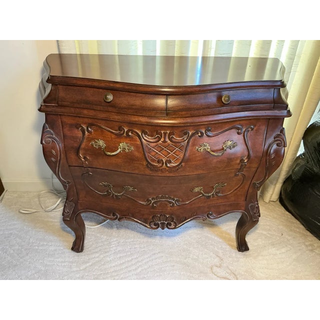 Enchanting Vintage Louis XV-Style Bombe Commode - A Whisper of Rococo Romance For Sale - Image 9 of 10