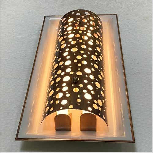 Large Copper and Grey Metal Wall Lights, 1950s, Set of 2 For Sale - Image 10 of 16