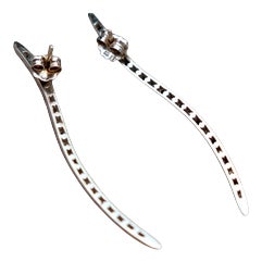 18 Karat Gold Earrings with White and Black Diamonds, Set of 2 For Sale